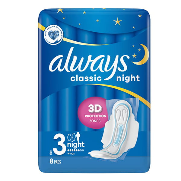 .Always Classic hygienické vložky s krídelkami 8ks - Night k.c 18
