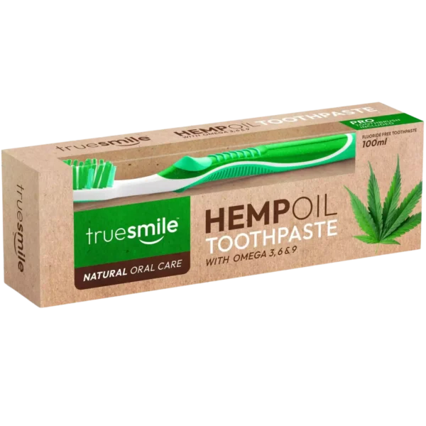 Truesmile zubná pasta 100ml + kefka - HempOil s Omega 3,6 a 9 k.c 520