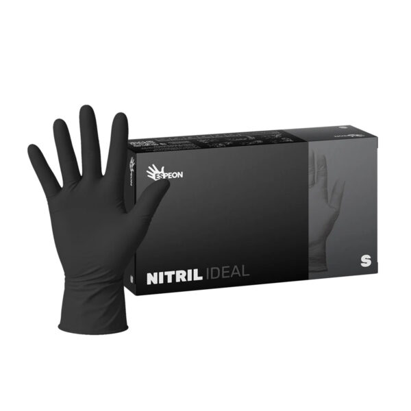 NITRIL IDEAL 100 ks, nepudrované, čierne rukavice 3,5g - S - k.c 729