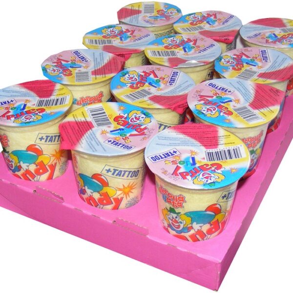 Candy cukrová vata v tégliku s tetovačkou 20g - k.c 3359